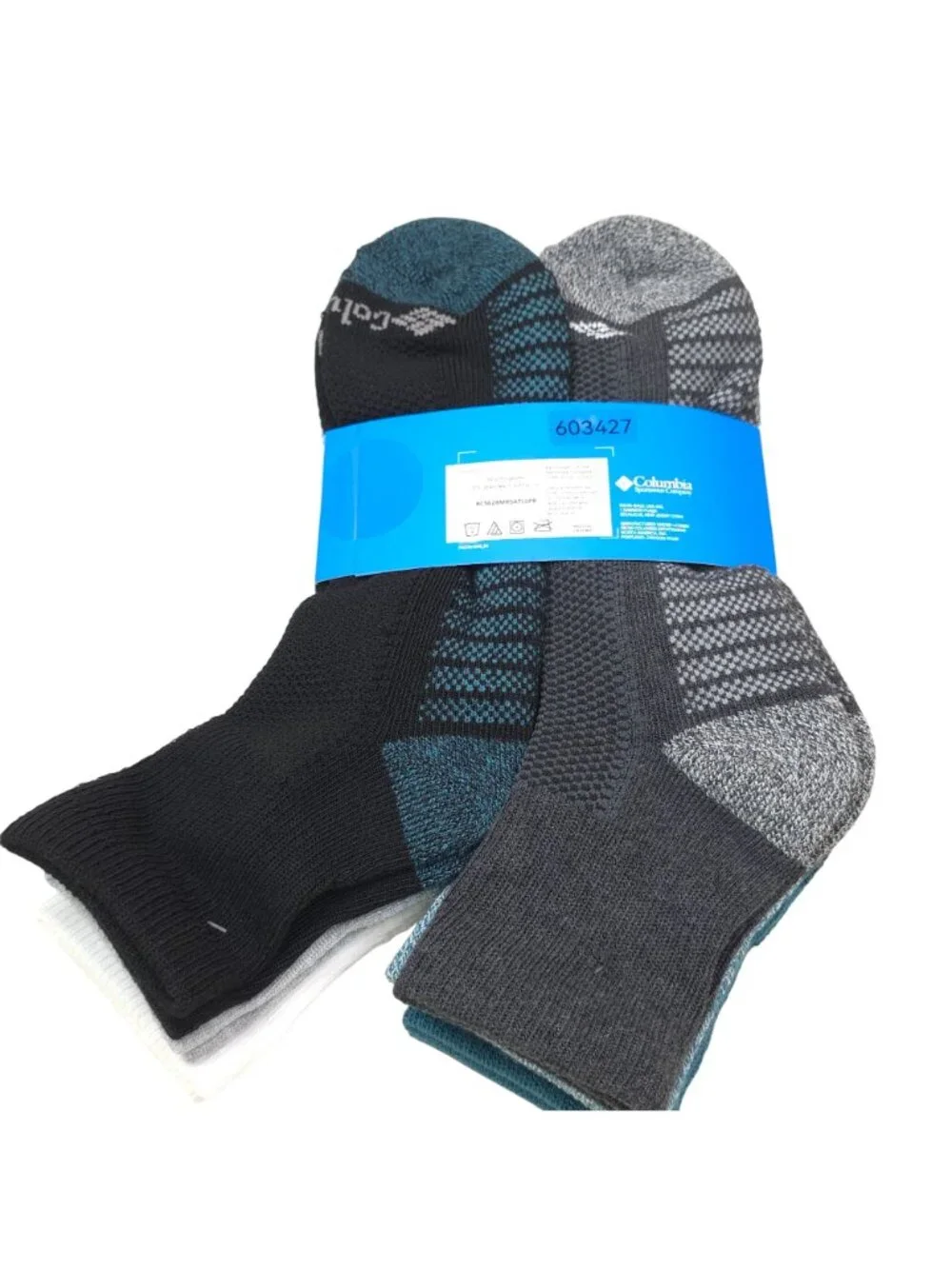 Columbia Mens Athletic Quarter Socks 6-Pack Arch Support & Mesh Ventilation